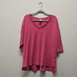 Faded Glory Women's Short Sleeve Ribbed Top - Pink